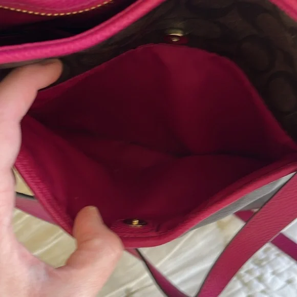 Coach Signature Canvas Tote Brown and Pink - Picture 8 of 17